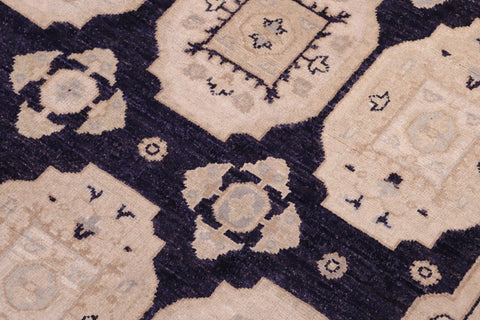 handmade Transitional Kafkaz Blue Tan Hand Knotted RECTANGLE 100% WOOL area rug 5' x 8'