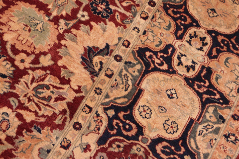 handmade Traditional Lahore Maroon Blue Hand Knotted RECTANGLE 100% WOOL area rug 8x10
