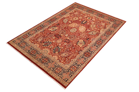 handmade Transitional Shahid Rust Blue Hand Knotted RECTANGLE 100% WOOL area rug 8x10