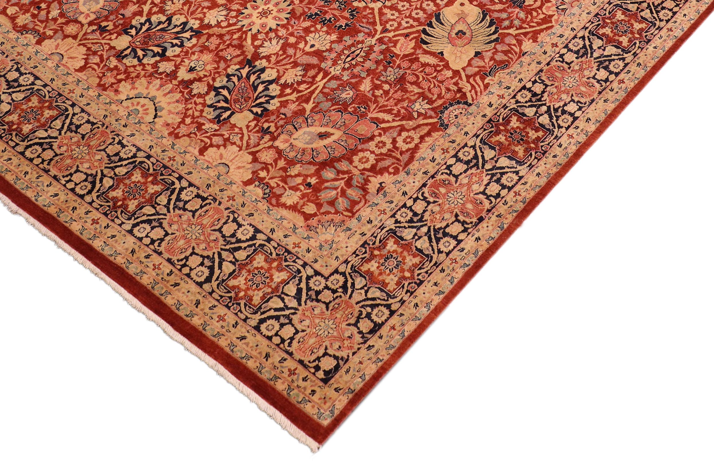 handmade Transitional Shahid Rust Blue Hand Knotted RECTANGLE 100% WOOL area rug 8x10