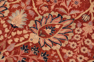 handmade Transitional Shahid Rust Blue Hand Knotted RECTANGLE 100% WOOL area rug 8x10