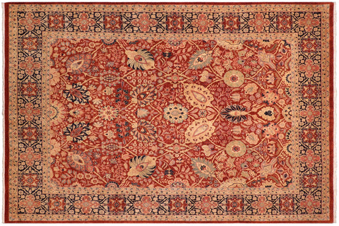handmade Transitional Shahid Rust Blue Hand Knotted RECTANGLE 100% WOOL area rug 8x10