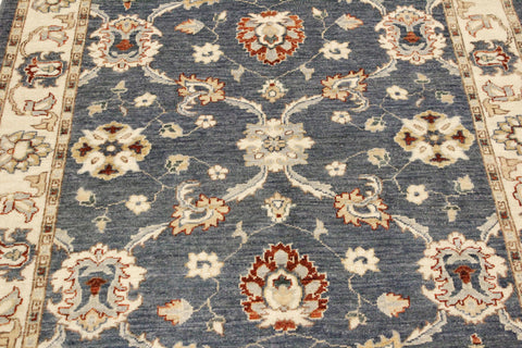handmade Traditional Kafkaz Blue Ivory Hand Knotted RECTANGLE 100% WOOL area rug 4x6