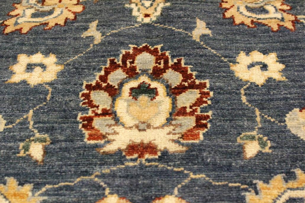 handmade Transitional Kafkaz Blue Ivory Hand Knotted RECTANGLE 100% WOOL area rug 4 x 6