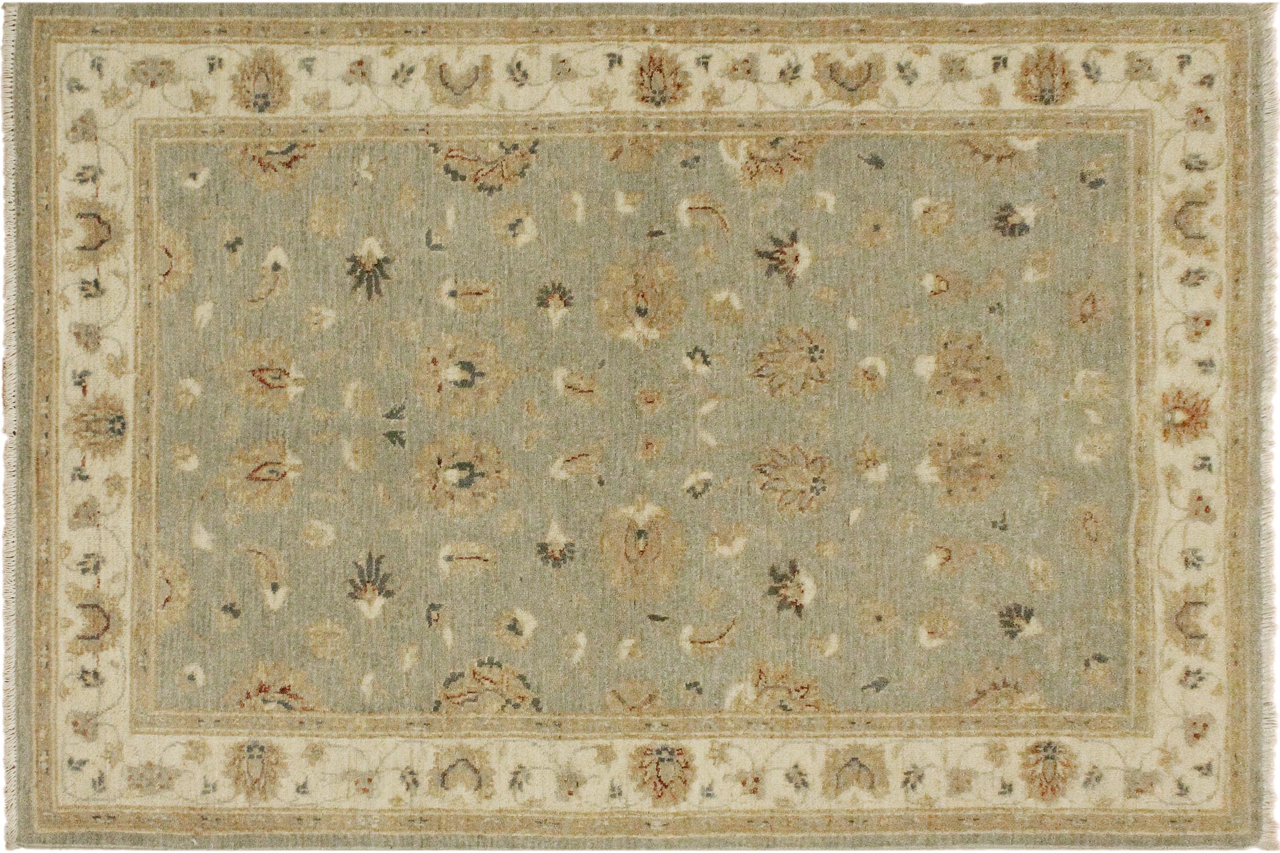 handmade Traditional Kafkaz Gray Ivory Hand Knotted RECTANGLE 100% WOOL area rug 4x6