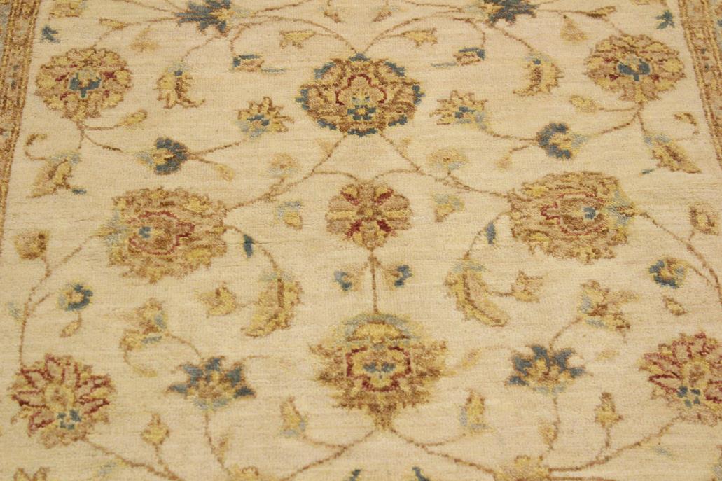 handmade Traditional Kafkaz Ivory Blue Hand Knotted RECTANGLE 100% WOOL area rug 4 x 6