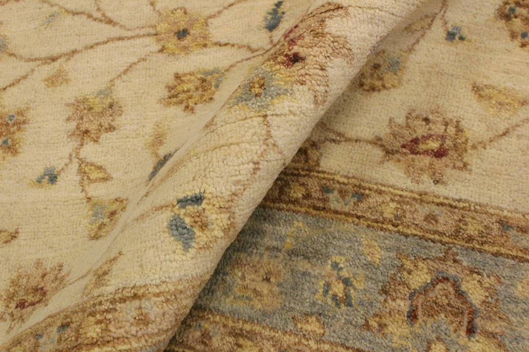 handmade Traditional Kafkaz Ivory Blue Hand Knotted RECTANGLE 100% WOOL area rug 4 x 6