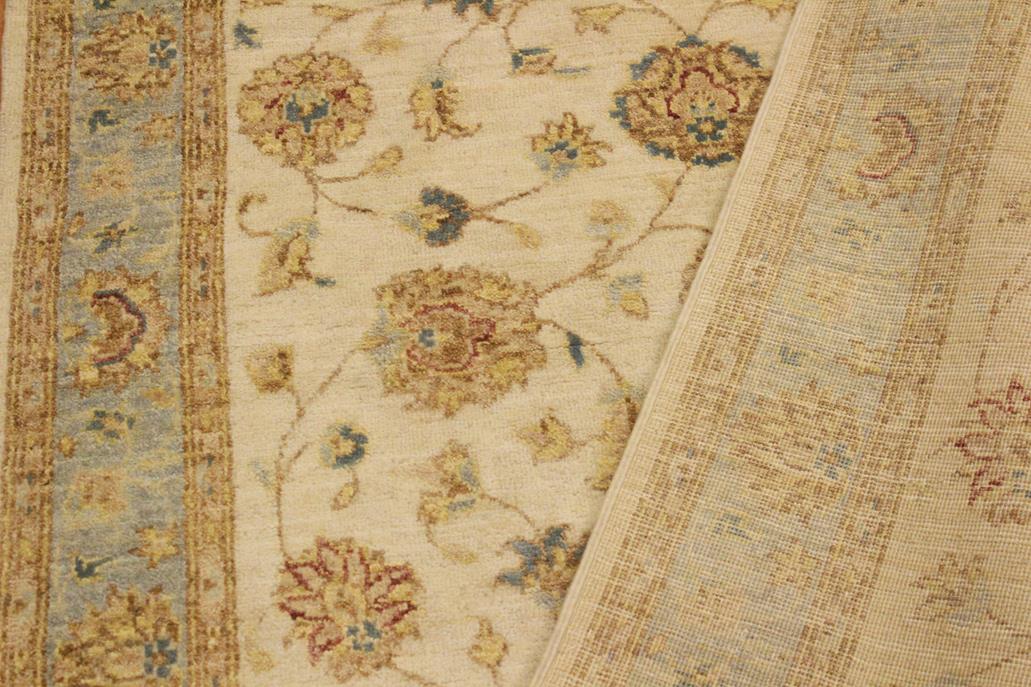 handmade Traditional Kafkaz Ivory Blue Hand Knotted RECTANGLE 100% WOOL area rug 4 x 6