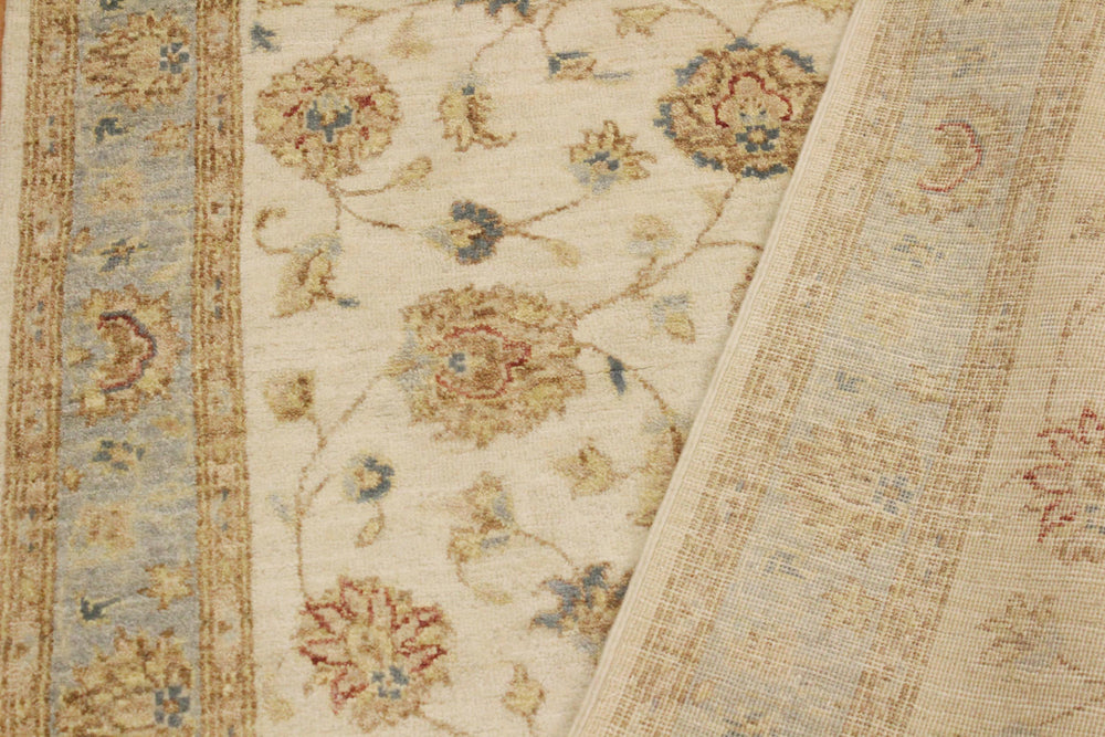 handmade Traditional Kafkaz Ivory Blue Hand Knotted RECTANGLE 100% WOOL area rug 4x6