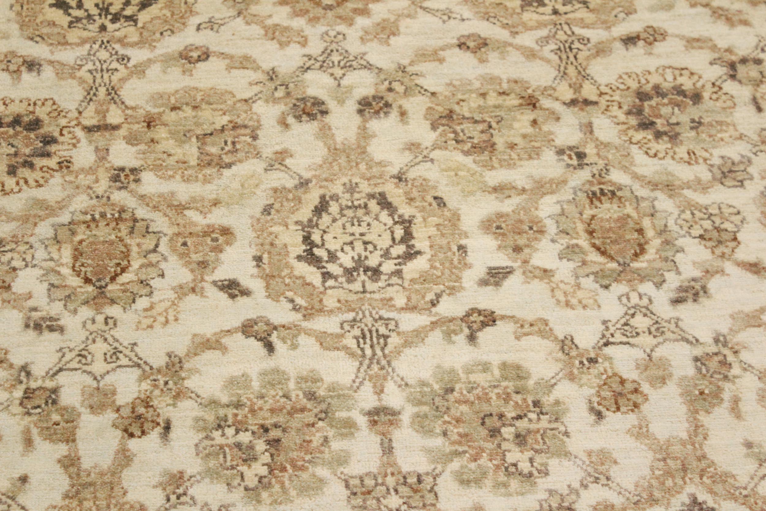 handmade Modern Kafkaz Ivory Tan Hand Knotted RECTANGLE 100% WOOL area rug 4' x 6'