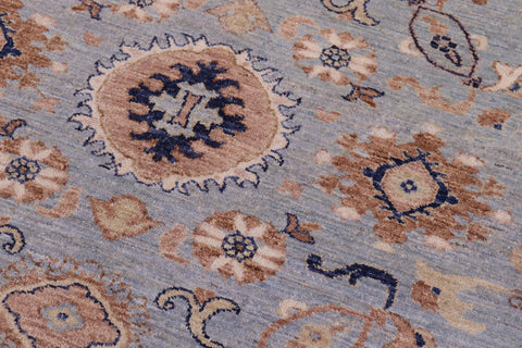 handmade Modern Kafkaz Blue Tan Hand Knotted RECTANGLE 100% WOOL area rug 9' x 12'
