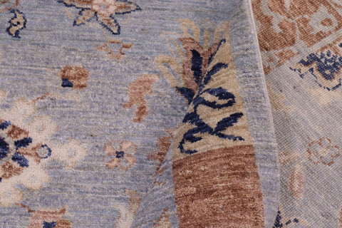 handmade Modern Kafkaz Blue Tan Hand Knotted RECTANGLE 100% WOOL area rug 9' x 12'