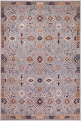 handmade Traditional Kafkaz Blue Tan Hand Knotted RECTANGLE 100% WOOL area rug 9 x 12