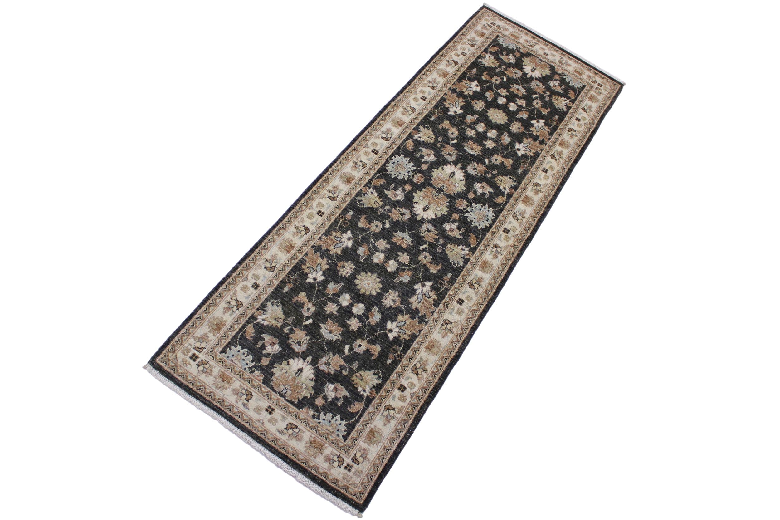 handmade Traditional Kafkaz Gray Ivory Hand Knotted RUNNER 100% WOOL area rug 3' x 8'