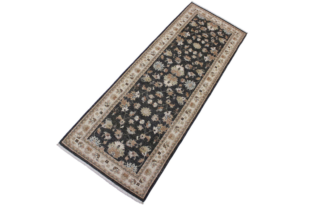 handmade Traditional Kafkaz Gray Ivory Hand Knotted RUNNER 100% WOOL area rug 3' x 8'
