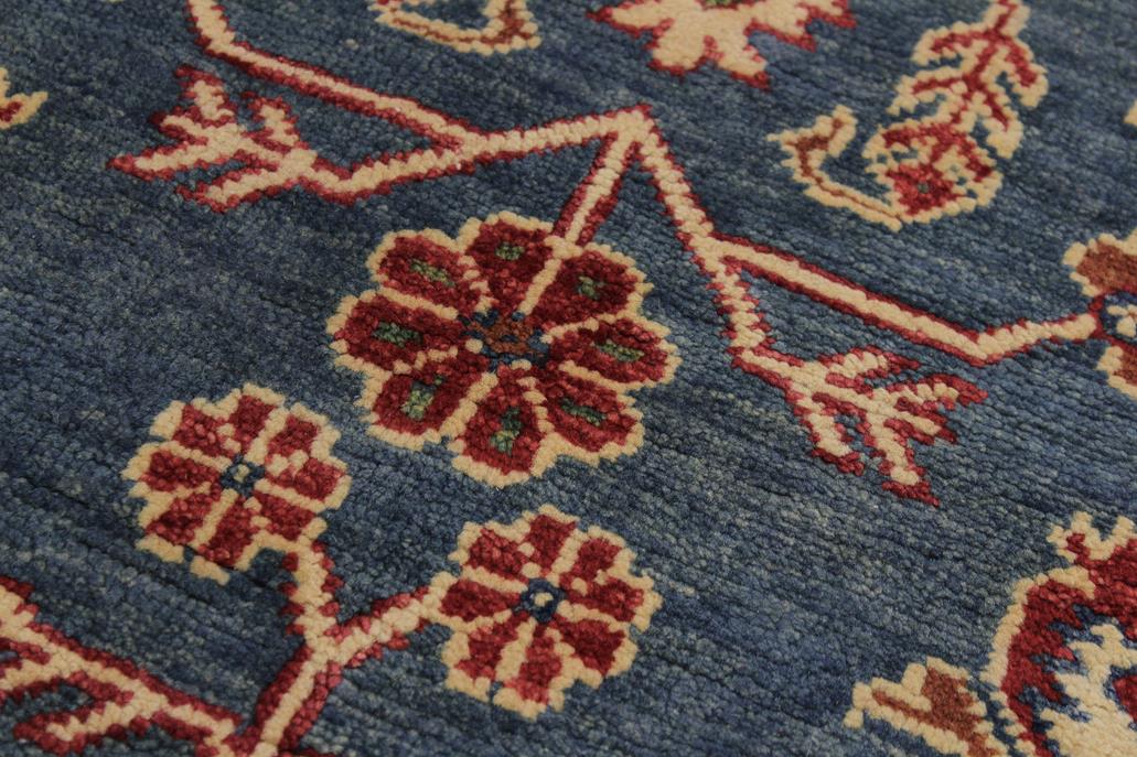 handmade Geometric Kazak Blue Ivory Hand Knotted OCTAGON 100% WOOL area rug 8x8