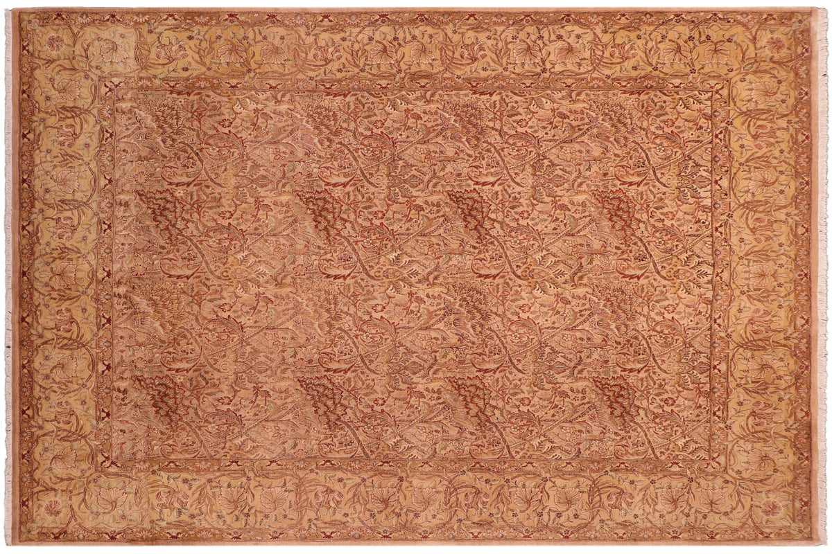 8x11 hand knotted Vegetable Dyed wool rug in tan and gold - William Vera