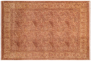 8x11 hand knotted Vegetable Dyed wool rug in tan and gold - William Vera