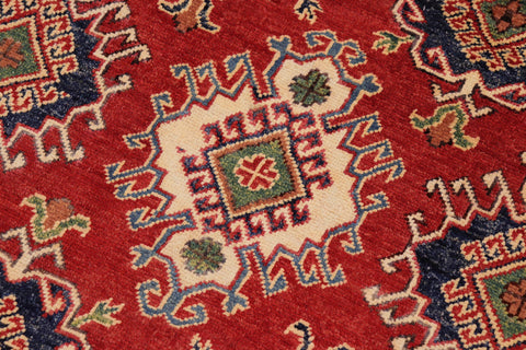 handmade Geometric Kazak Red Beige Hand Knotted RECTANGLE 100% WOOL area rug 9' x 12'