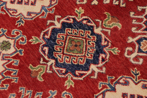 handmade Geometric Kazak Red Beige Hand Knotted RECTANGLE 100% WOOL area rug 9' x 12'