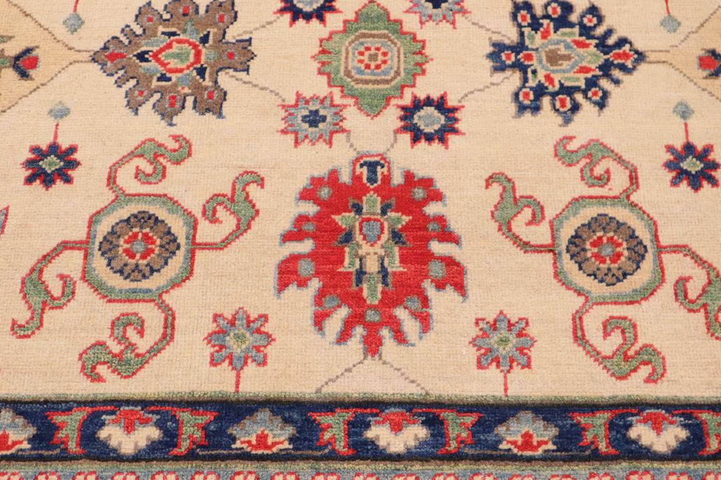 handmade Geometric Kazak Beige Red Hand Knotted RECTANGLE 100% WOOL area rug 9' x 12'