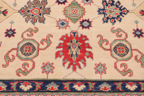 handmade Geometric Kazak Beige Red Hand Knotted RECTANGLE 100% WOOL area rug 9'X12'