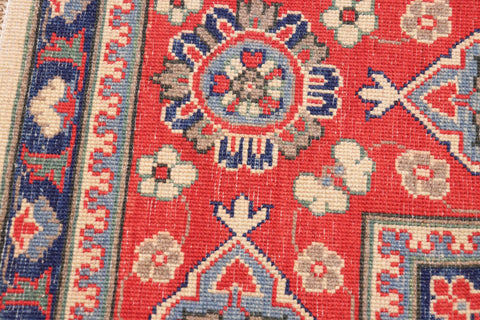 handmade Geometric Kazak Beige Red Hand Knotted RECTANGLE 100% WOOL area rug 9'X12'