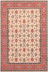 handmade Geometric Kazak Beige Red Hand Knotted RECTANGLE 100% WOOL area rug 9' x 12'