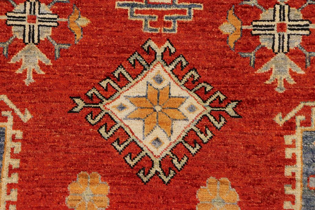 handmade Geometric Kazak Rust Beige Hand Knotted RECTANGLE 100% WOOL area rug 8' x 10'