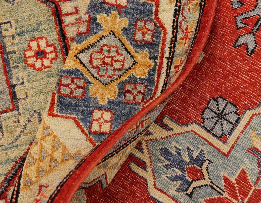 handmade Geometric Kazak Rust Beige Hand Knotted RECTANGLE 100% WOOL area rug 8' x 10'