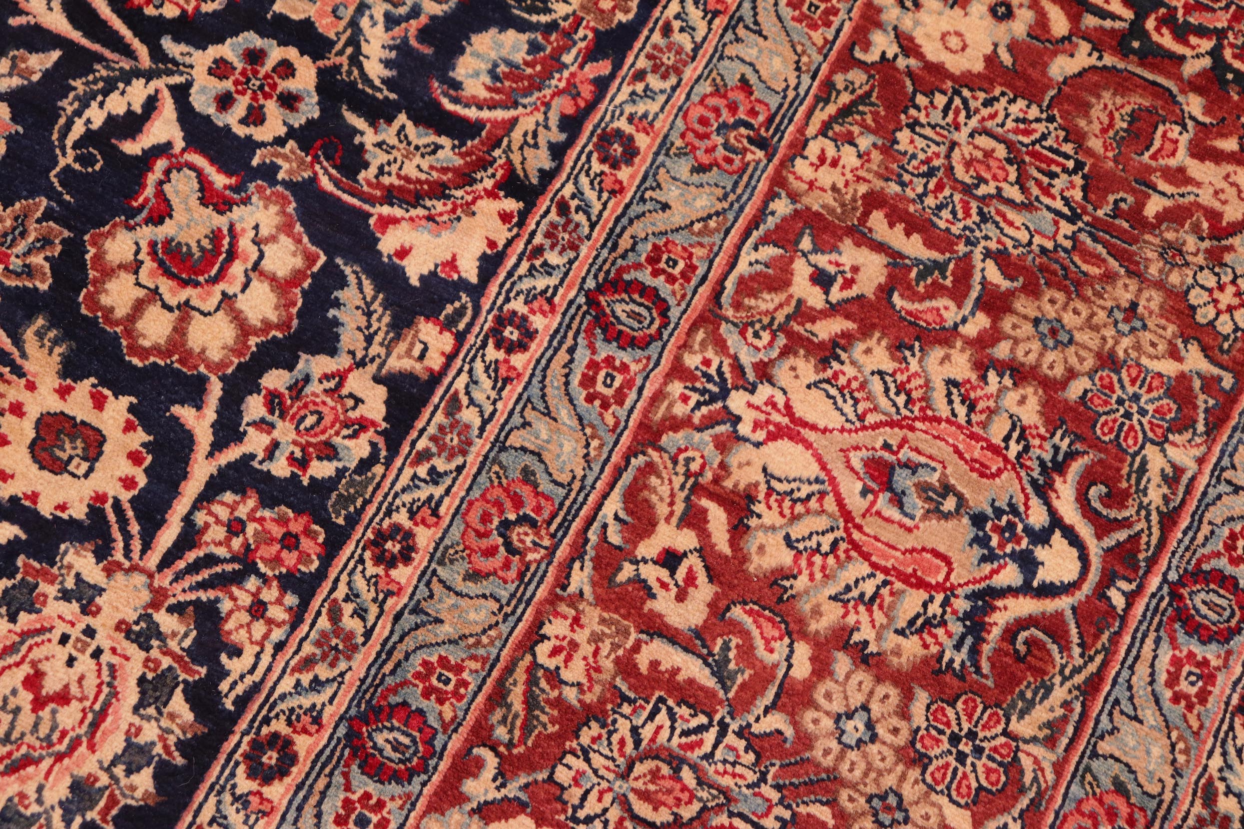 handmade Traditional Dabir Blue Brown Hand Knotted RECTANGLE 100% WOOL area rug 8x10