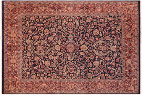 handmade Traditional Dabir Blue Brown Hand Knotted RECTANGLE 100% WOOL area rug 8x10