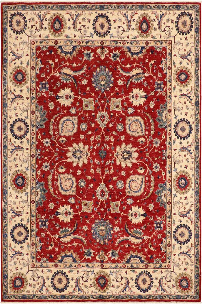 handmade Traditional Kafkaz Red Ivory Hand Knotted RECTANGLE 100% WOOL area rug 8 x 10