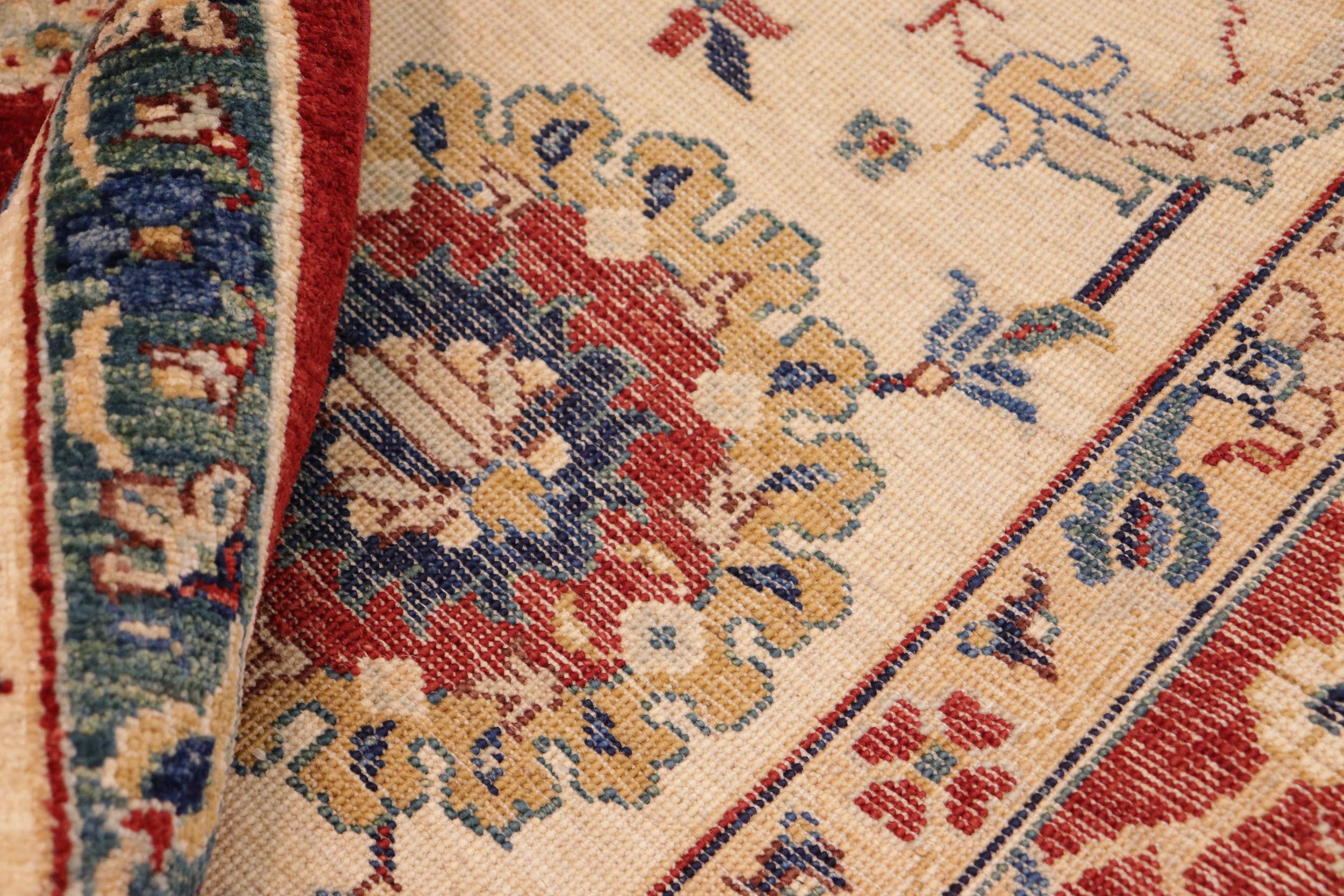 handmade Traditional Kafkaz Red Ivory Hand Knotted RECTANGLE 100% WOOL area rug 8x10