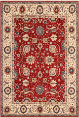 handmade Traditional Kafkaz Red Ivory Hand Knotted RECTANGLE 100% WOOL area rug 8 x 10