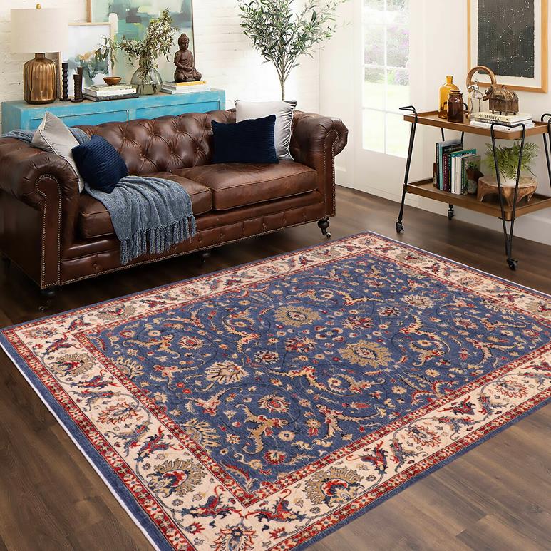 handmade Traditional Kafkaz Blue Ivory Hand Knotted RECTANGLE 100% WOOL area rug 8 x 10