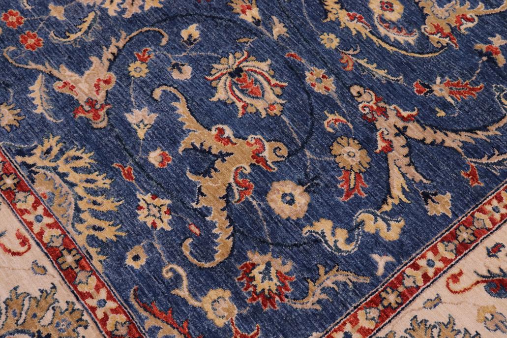 handmade Traditional Kafkaz Blue Ivory Hand Knotted RECTANGLE 100% WOOL area rug 8 x 10