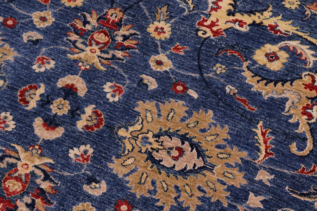 handmade Traditional Kafkaz Blue Ivory Hand Knotted RECTANGLE 100% WOOL area rug 8 x 10