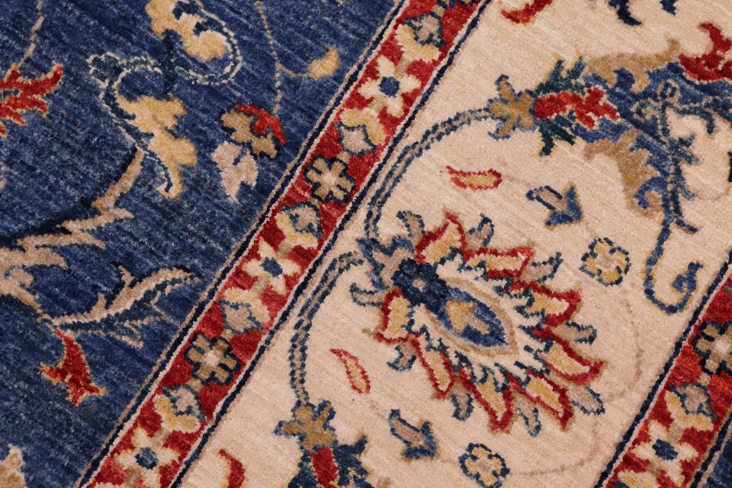 handmade Traditional Kafkaz Blue Ivory Hand Knotted RECTANGLE 100% WOOL area rug 8 x 10