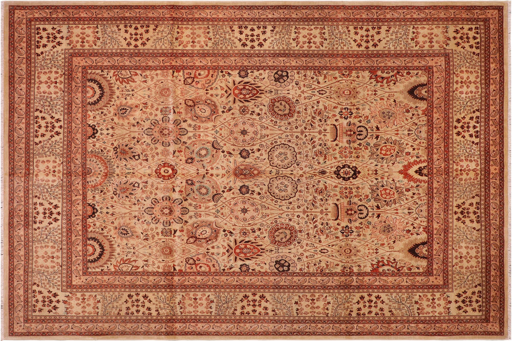 handmade Traditional Design Lt. Tan Lt. Tan Hand Knotted RECTANGLE 100% WOOL area rug 8' x 10'