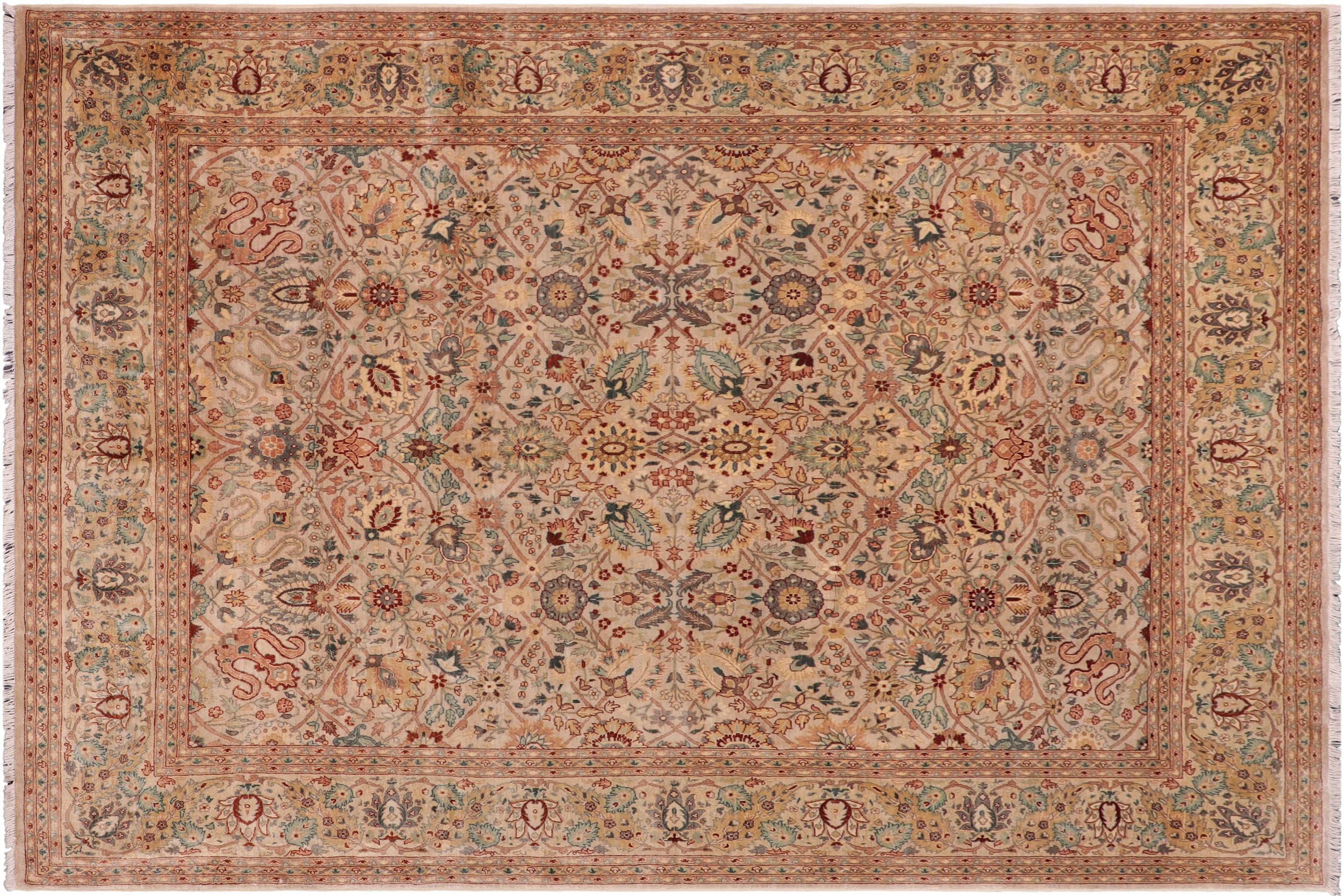 handmade Traditional  Lt. Tan Lt. Tan Hand Knotted RECTANGLE 100% WOOL area rug 8' x 10'