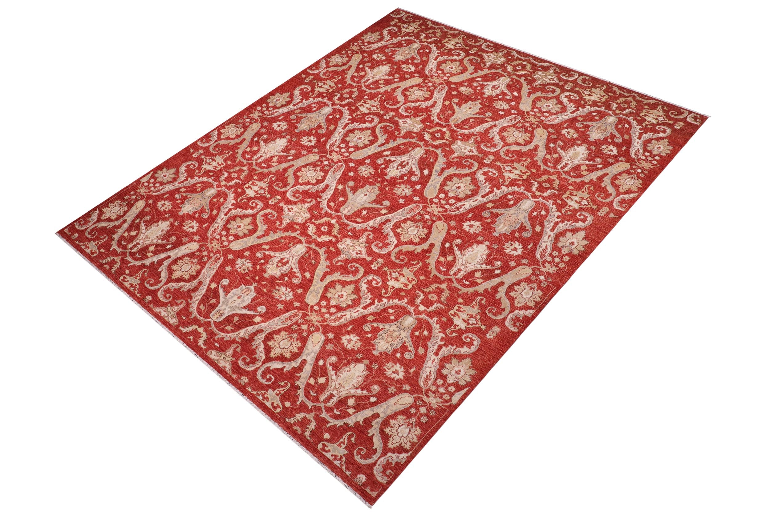 handmade Modern Kafkaz Red Red Hand Knotted RECTANGLE 100% WOOL area rug 9' x 12'