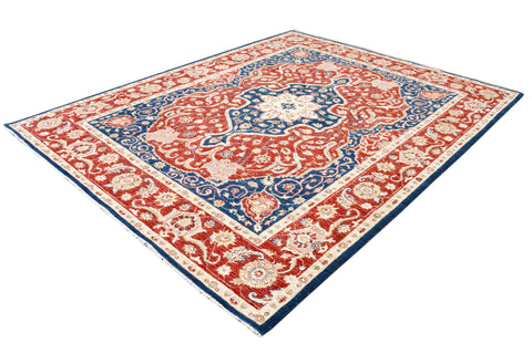 handmade Traditional Kafkaz Red Blue Hand Knotted RECTANGLE 100% WOOL area rug 9' x 12'