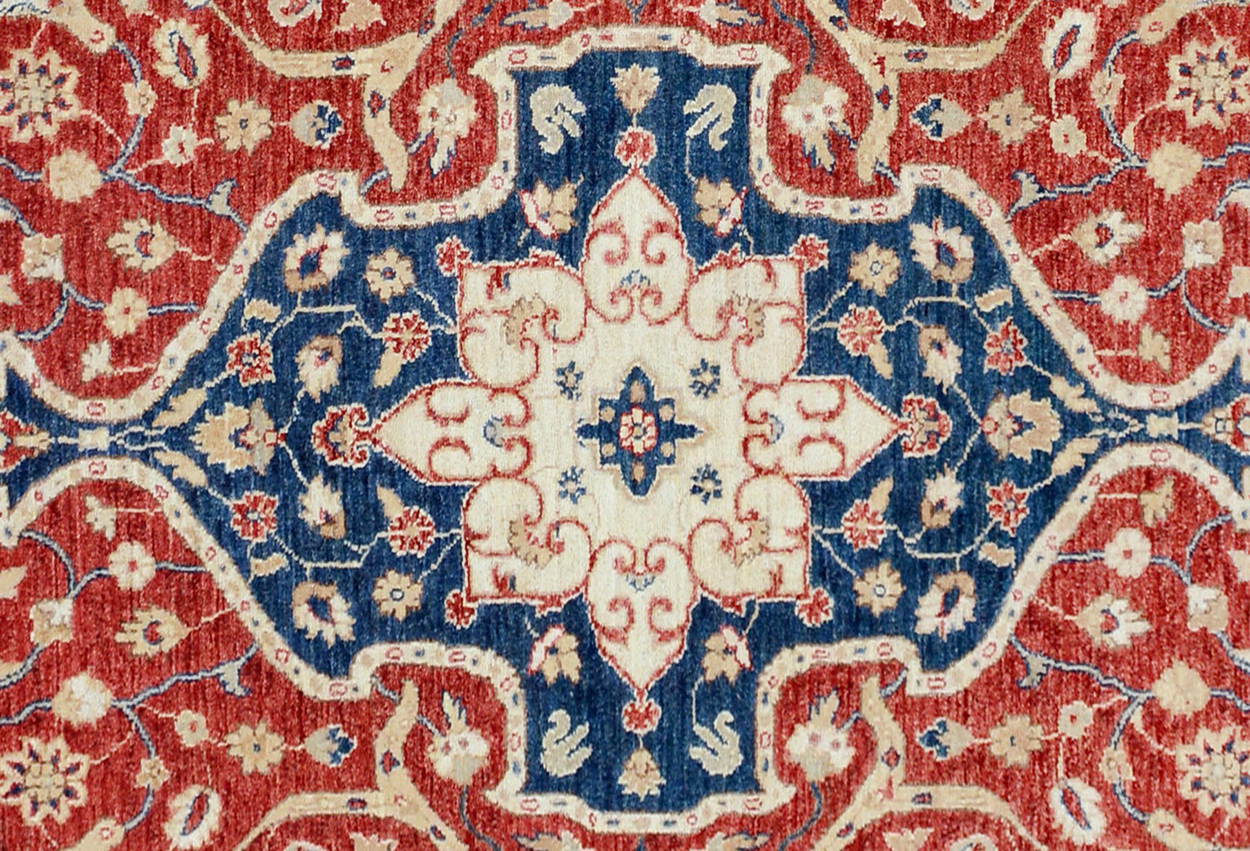 handmade Traditional Kafkaz Red Blue Hand Knotted RECTANGLE 100% WOOL area rug 9' x 12'