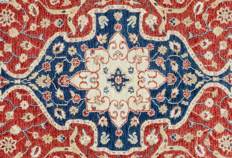 handmade Traditional Kafkaz Red Blue Hand Knotted RECTANGLE 100% WOOL area rug 9' x 12'