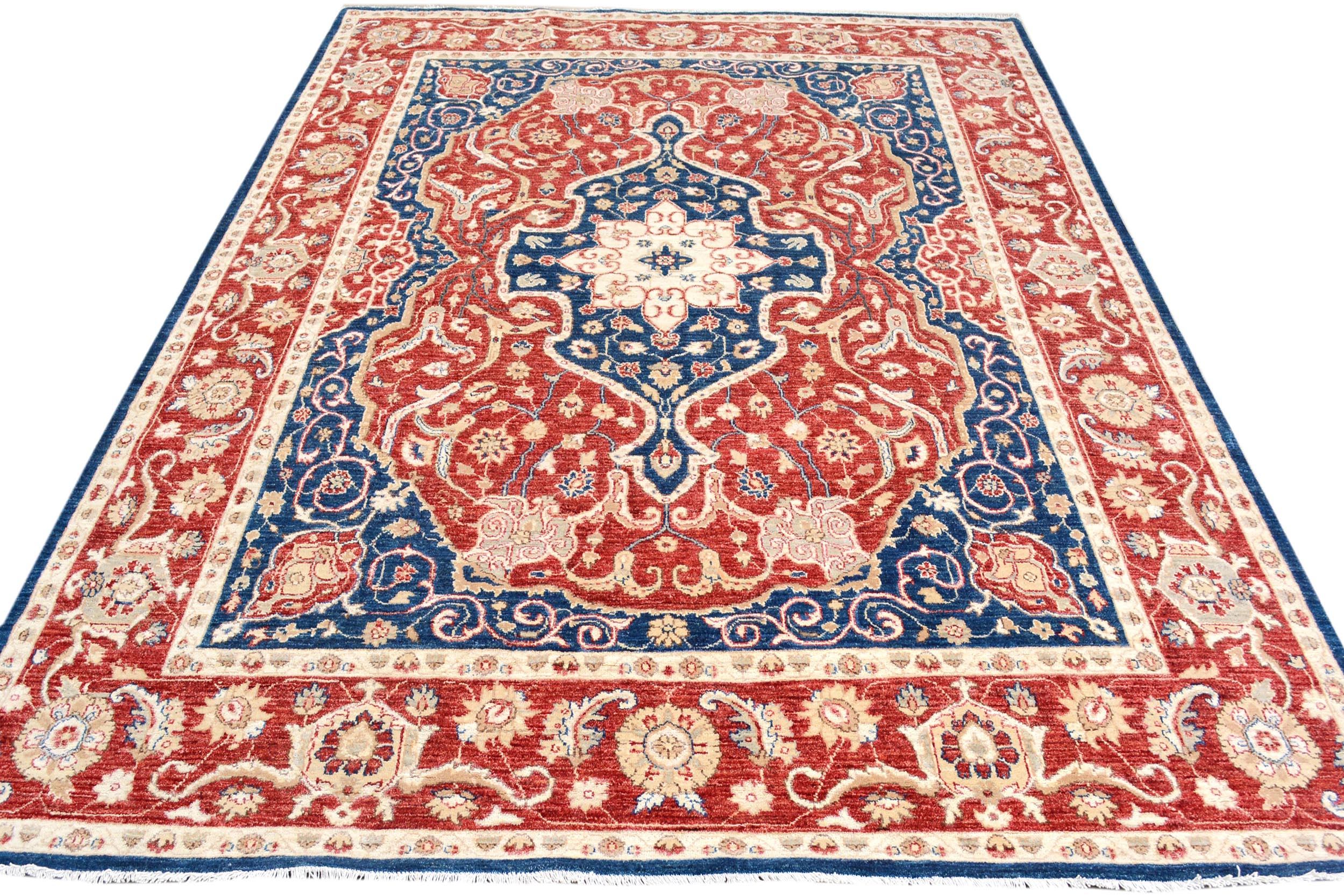 handmade Traditional Kafkaz Red Blue Hand Knotted RECTANGLE 100% WOOL area rug 9' x 12'