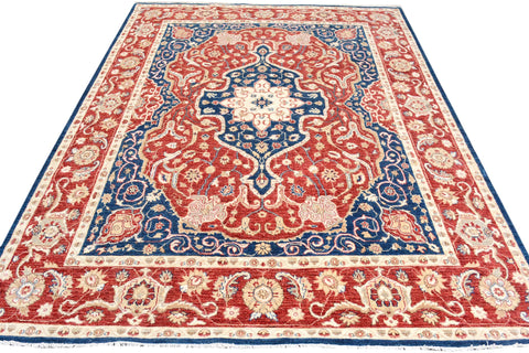 handmade Traditional Kafkaz Red Blue Hand Knotted RECTANGLE 100% WOOL area rug 9' x 12'