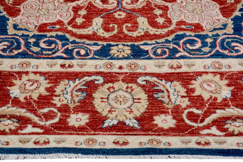 handmade Traditional Kafkaz Red Blue Hand Knotted RECTANGLE 100% WOOL area rug 9' x 12'