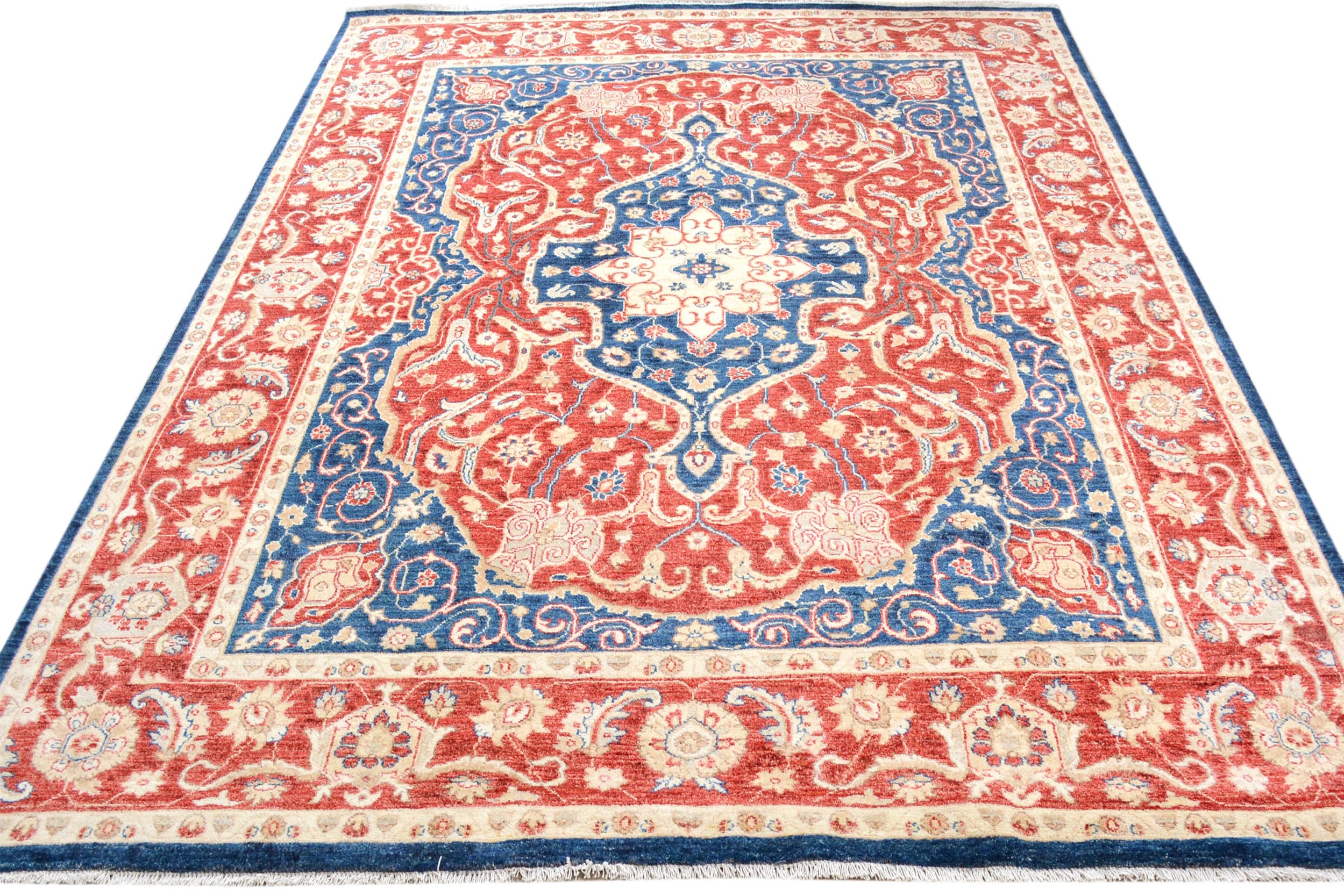 handmade Traditional Kafkaz Red Blue Hand Knotted RECTANGLE 100% WOOL area rug 9' x 12'