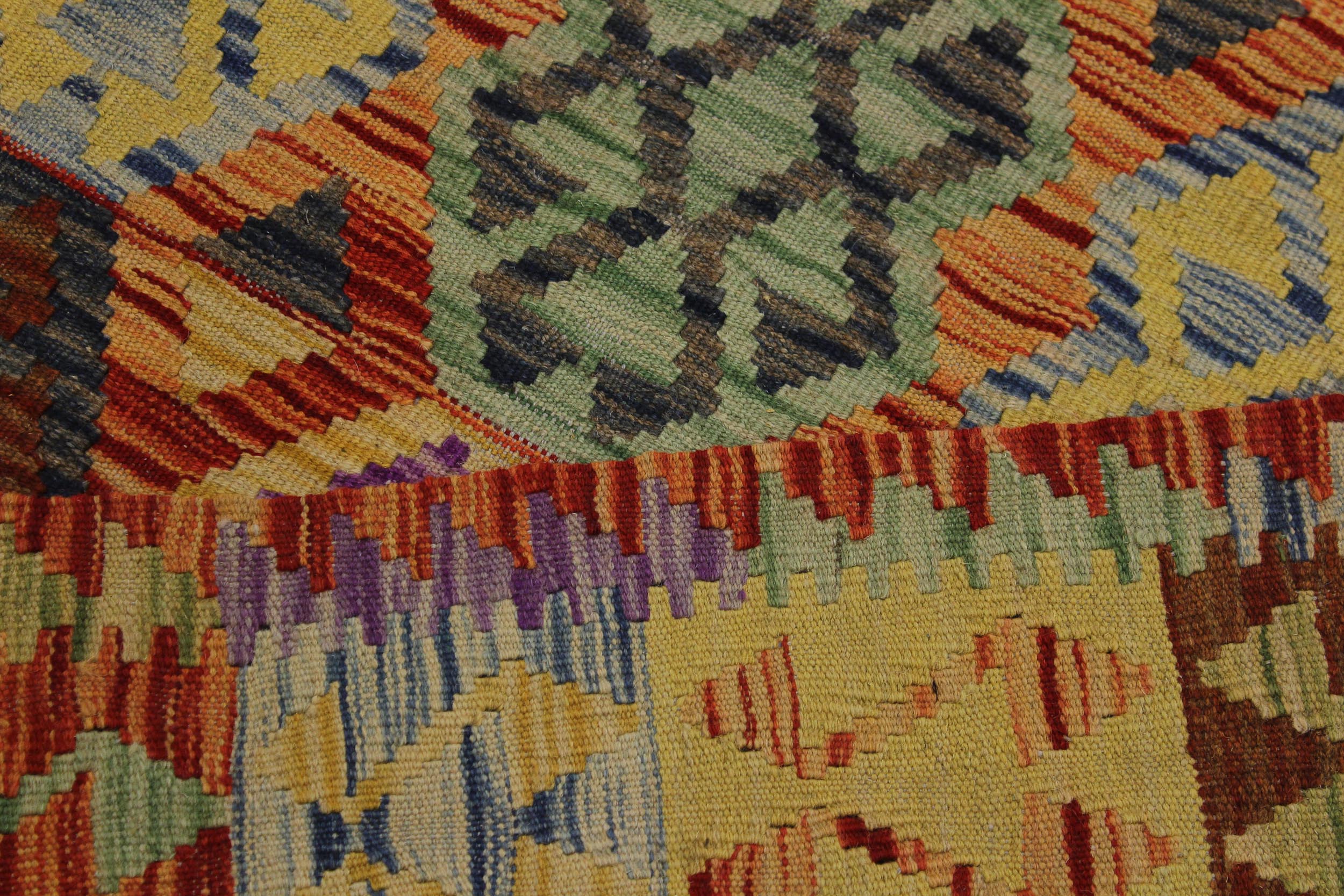 handmade Geometric Kilim Blue Rust Hand-Woven RECTANGLE 100% WOOL area rug 5 x 7